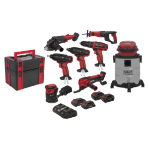 Sealey 8 x 20V SV20 Series Cordless Tool Combo - 4 Batteries